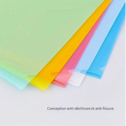 Lot de 4 Pochettes Plastique couleurs A4