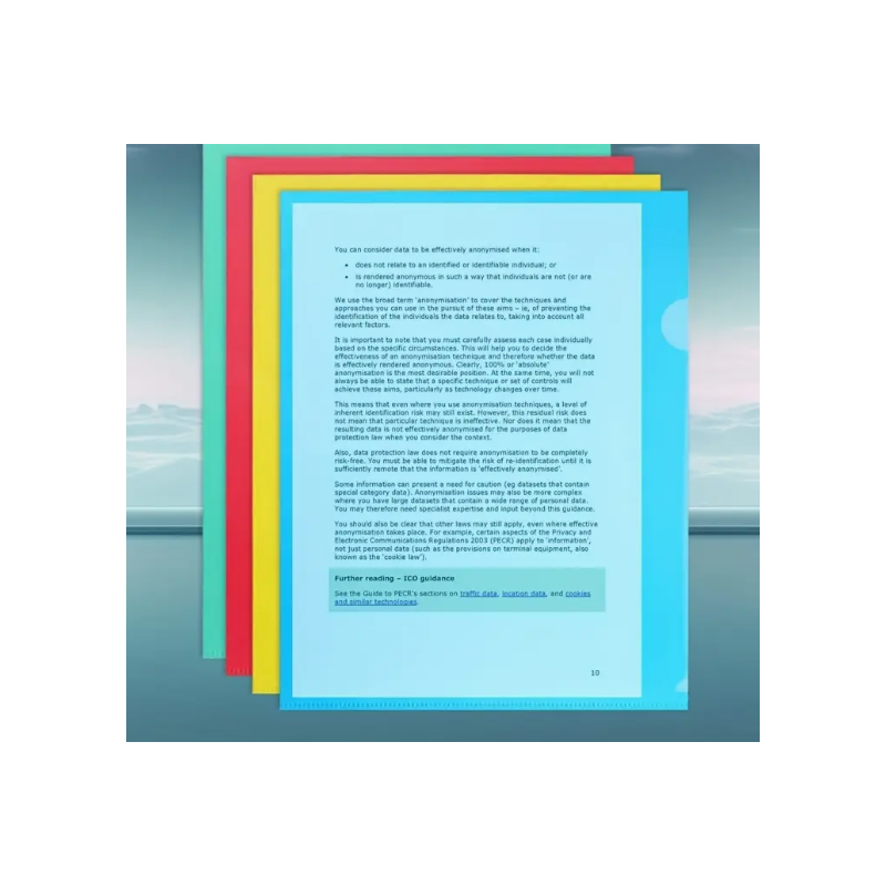 Lot de 4 Pochettes Plastique couleurs A4