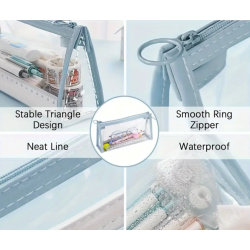 Plumier transparent bleu